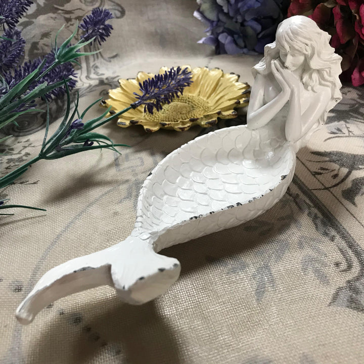 Mermaid Trinket Dish Antique White