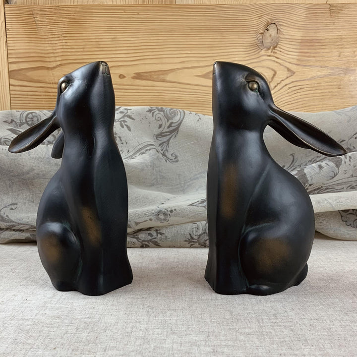 Bronzed Rabbit Bookends