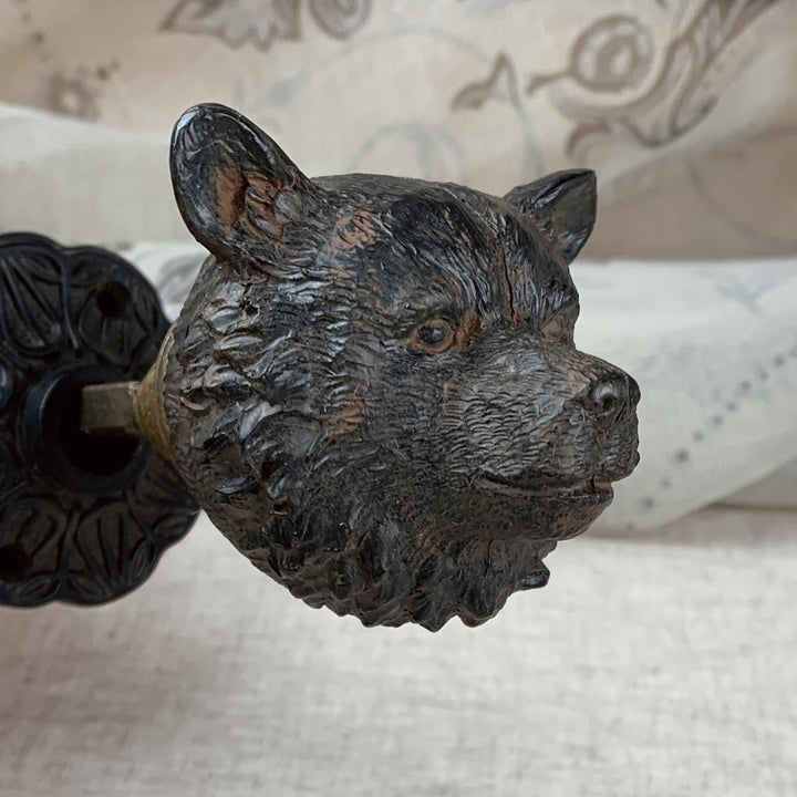 Antique Style Solid Cast Ornate Bear Door Knob Set