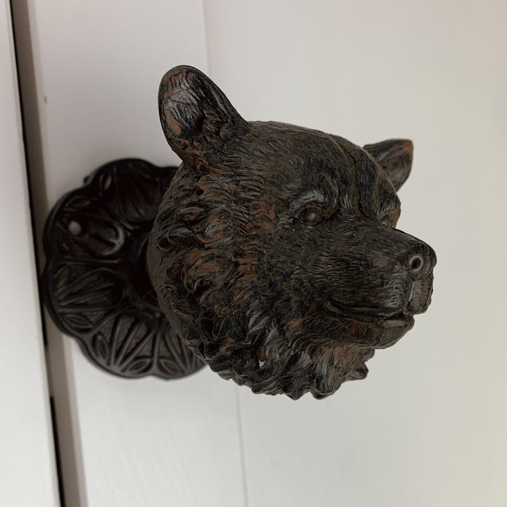Antique Style Solid Cast Ornate Bear Door Knob Set