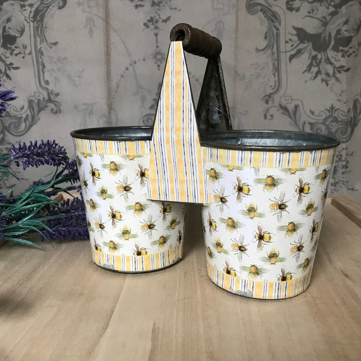 Vintage Style Bees Double Pot Herb Planter