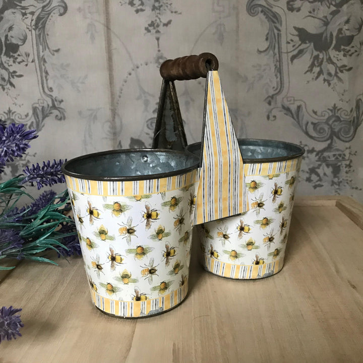 Vintage Style Bees Double Pot Herb Planter