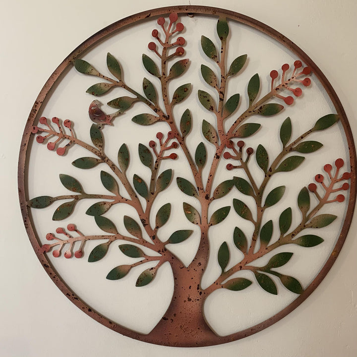 Large Berry Tree Metal Wall Plaque Rusty Wall Art