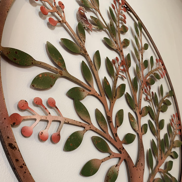Large Berry Tree Metal Wall Plaque Rusty Wall Art