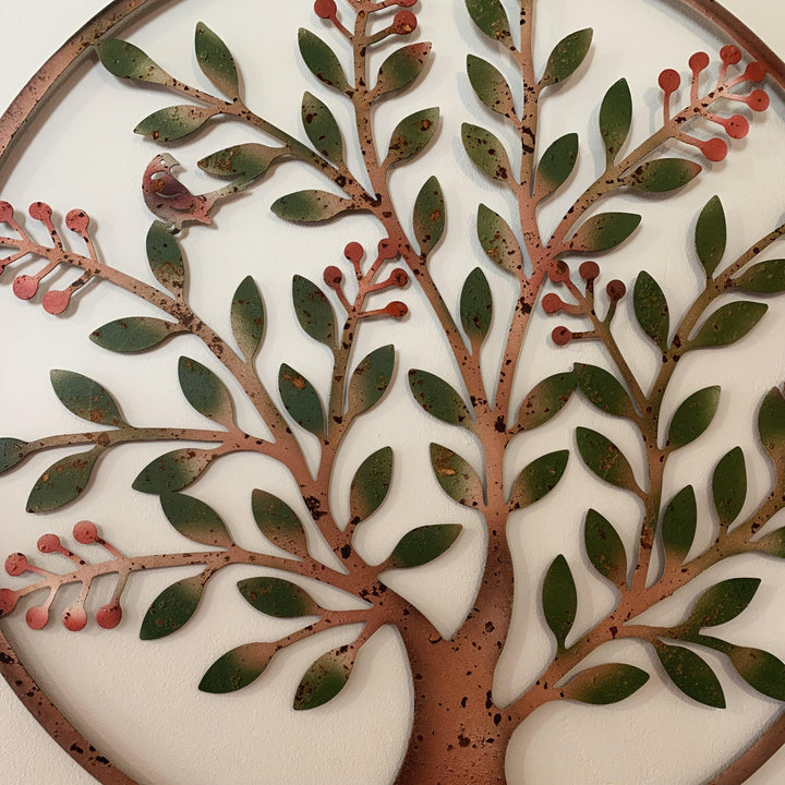 Large Berry Tree Metal Wall Plaque Rusty Wall Art