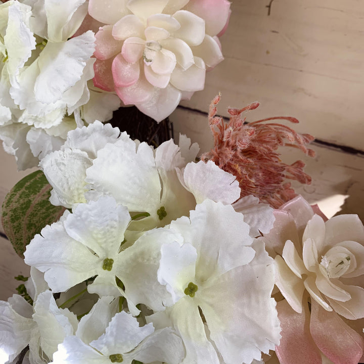 Hydrangea Door Wreath with Faux Flower Blooms EXTRA LARGE