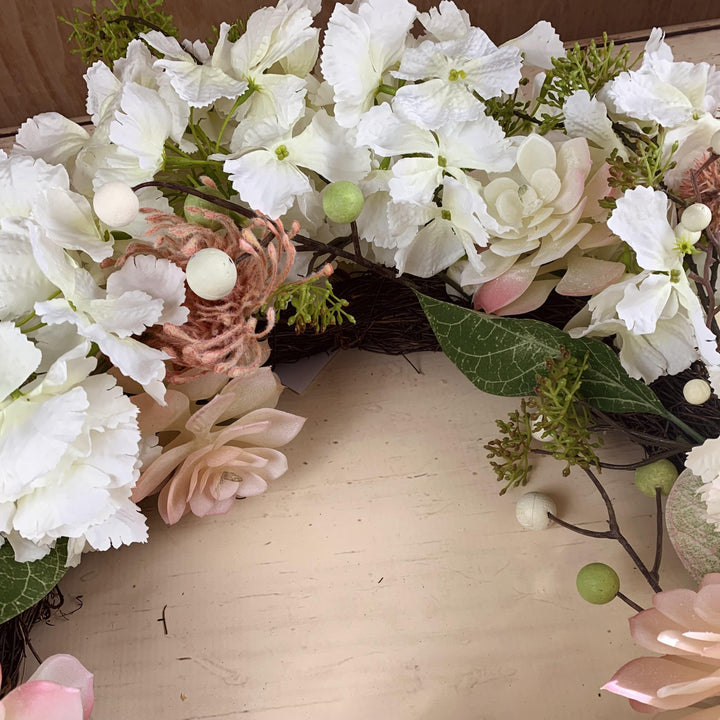 Hydrangea Door Wreath with Faux Flower Blooms EXTRA LARGE