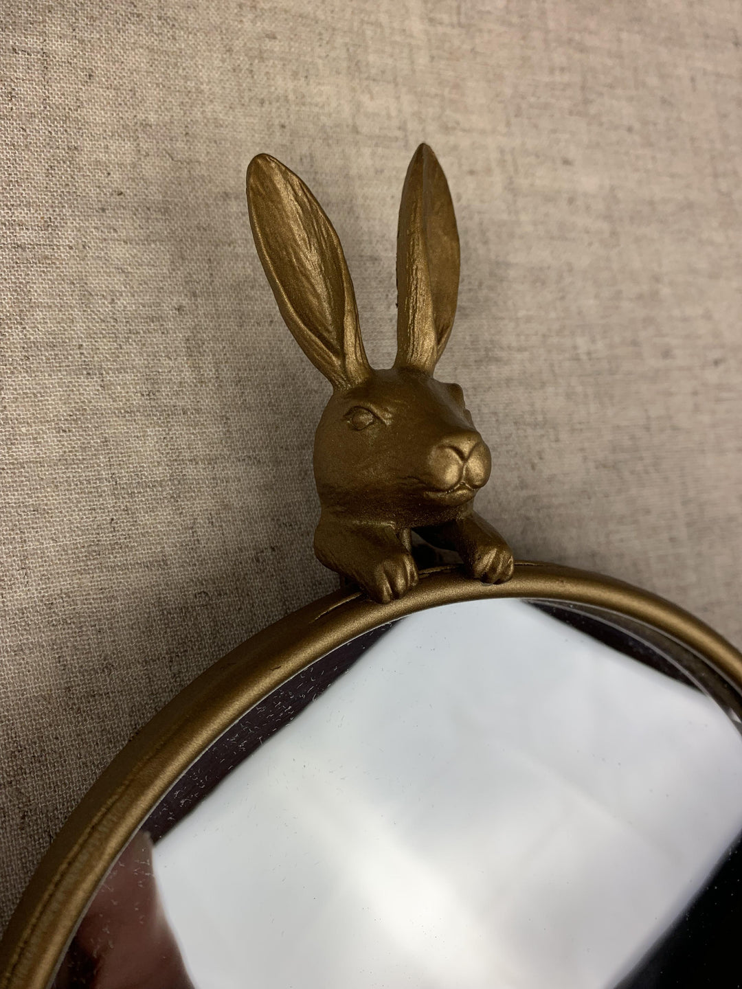 Hanging Gold Hare Mirror & Hook
