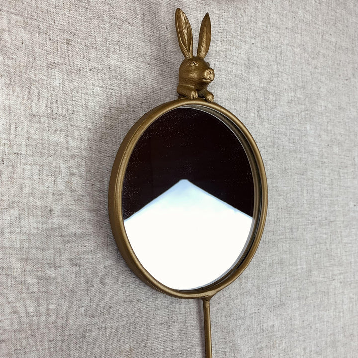 Hanging Gold Hare Mirror & Hook