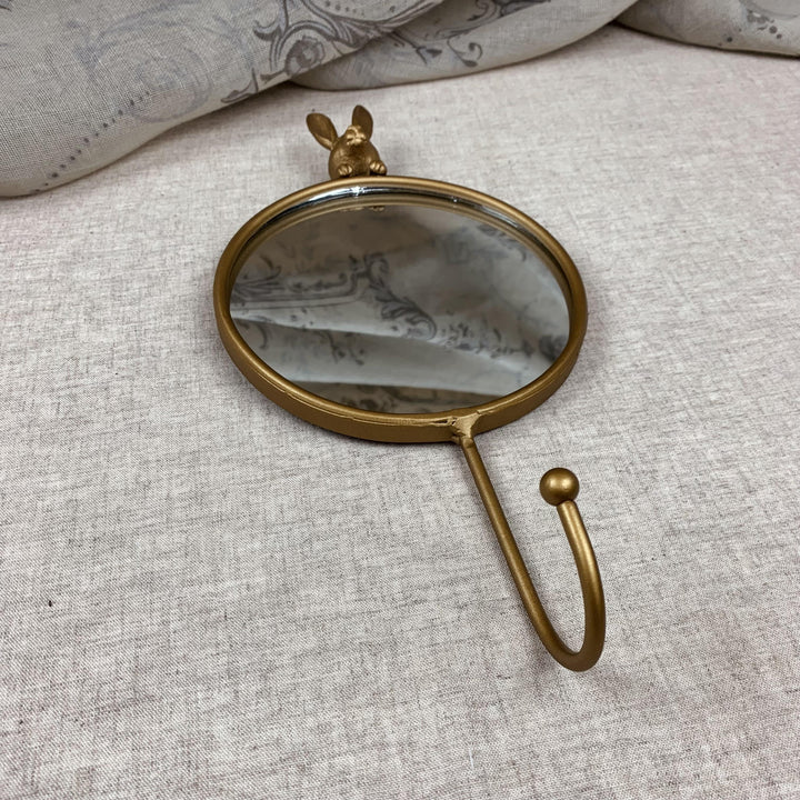 Hanging Gold Hare Mirror & Hook
