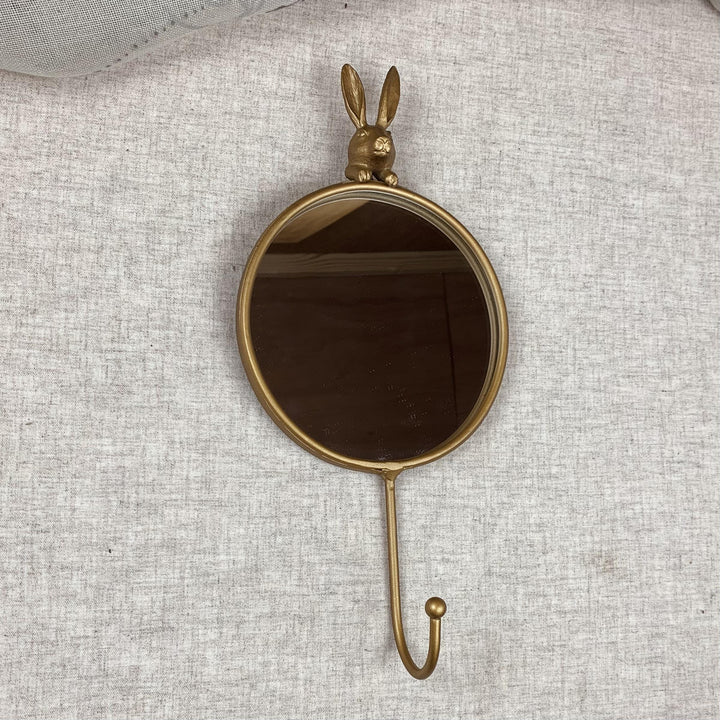 Hanging Gold Hare Mirror & Hook