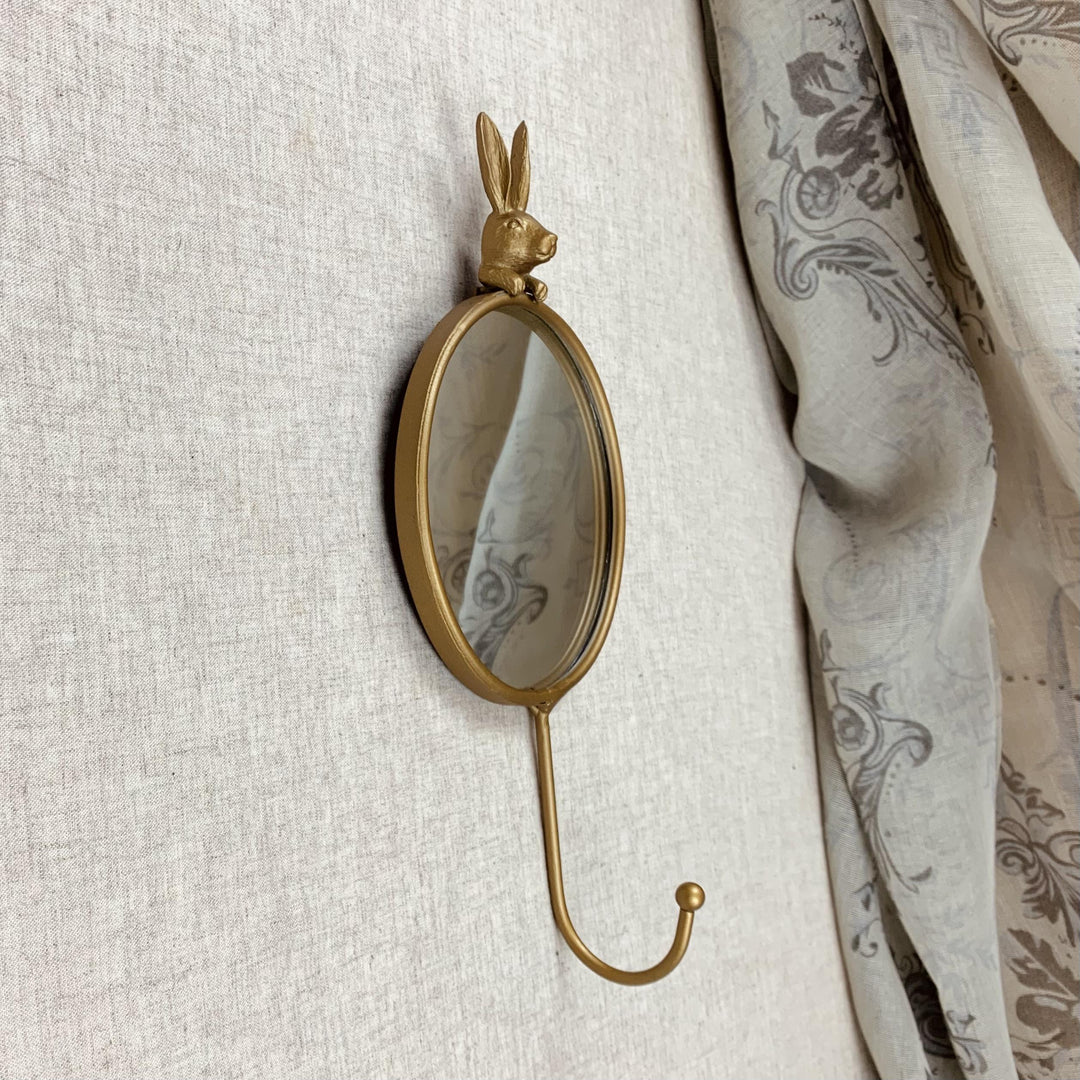 Hanging Gold Hare Mirror & Hook