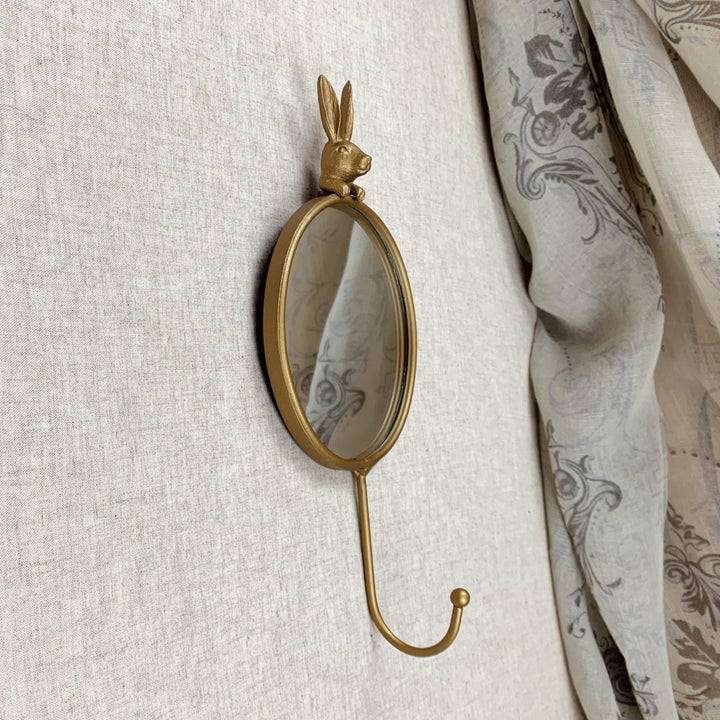 Hanging Gold Hare Mirror & Hook
