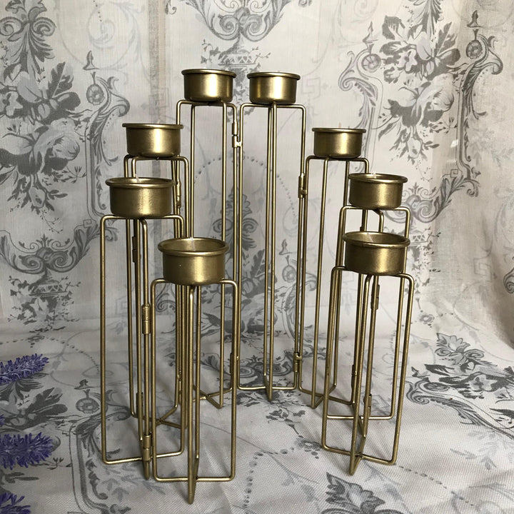 Burnished Gold Tea Light Candelabra 8 Arm Candle Holder