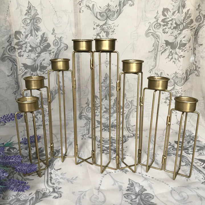 Burnished Gold Tea Light Candelabra 8 Arm Candle Holder