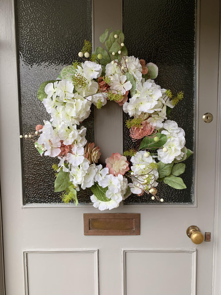 Hydrangea Door Wreath with Faux Flower Blooms EXTRA LARGE