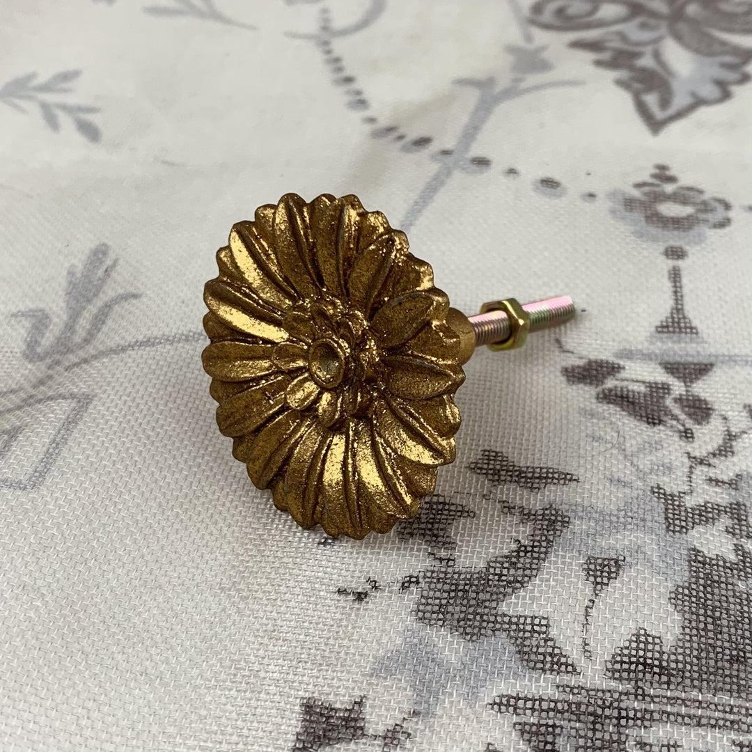 Gold Daisy Drawer Door Knob
