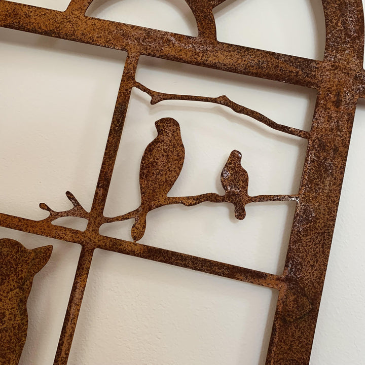 Cat in Window Metal Wall Plaque