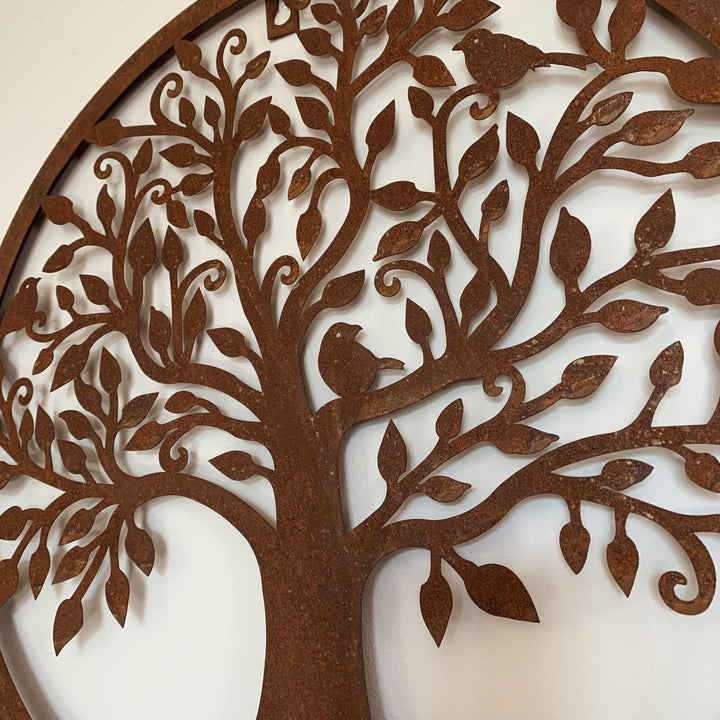 Bird Tree Wall Plaque | Rust Finish