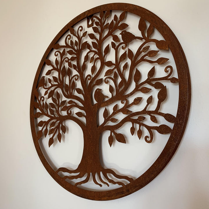 Bird Tree Wall Plaque | Rust Finish