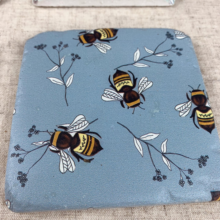 Pastel Bees Coasters - Set of 4 Chunky Tiles