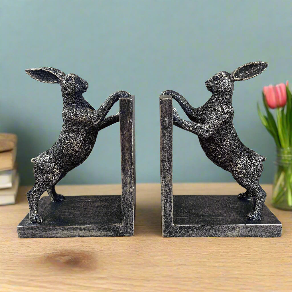 Boxing Hares Bookends Set of 2
