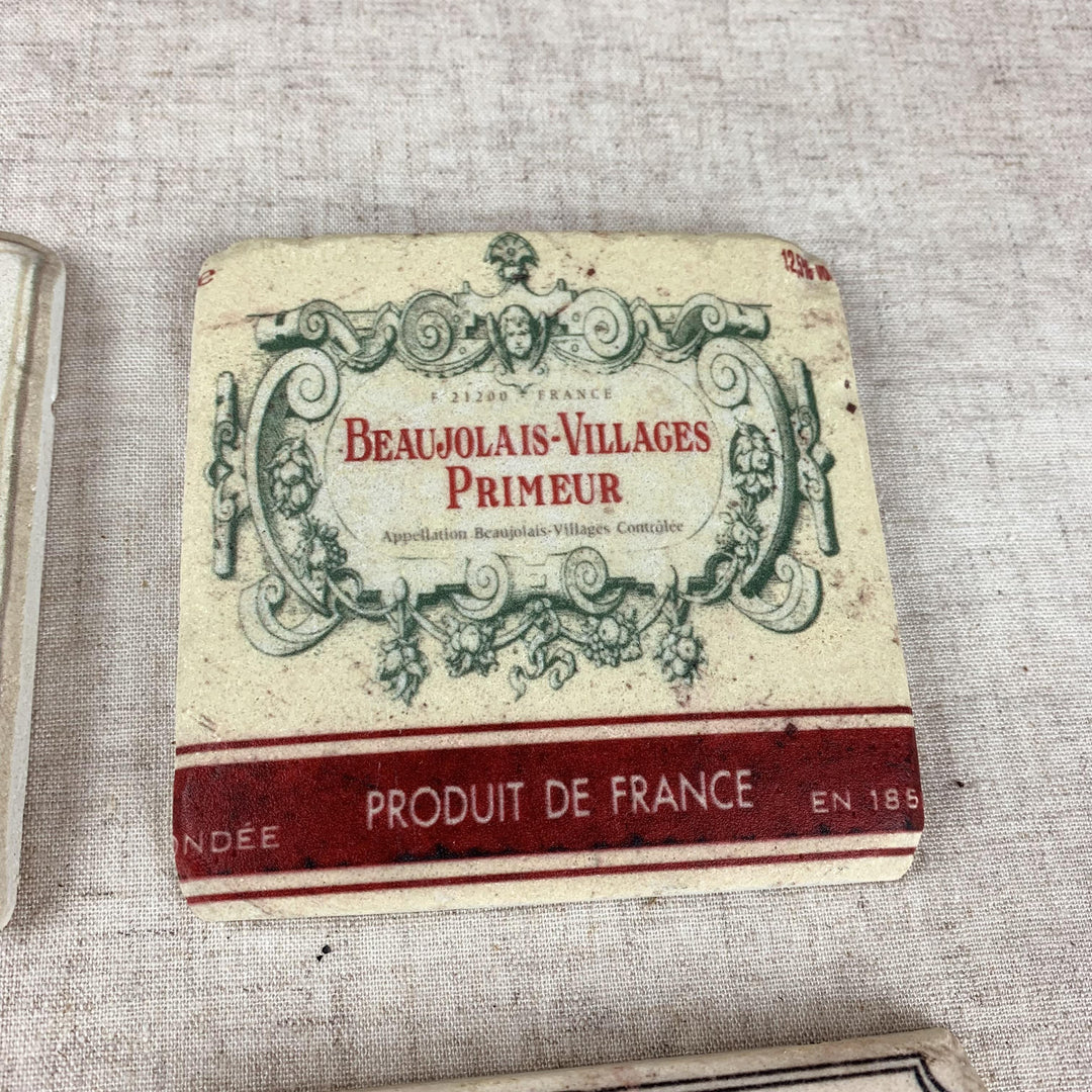 French Wine Label Tile Coasters Set of 4