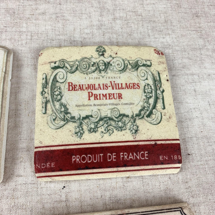 French Wine Label Tile Coasters Set of 4