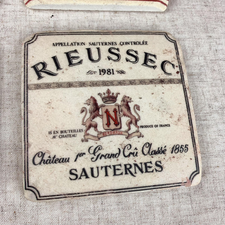French Wine Label Tile Coasters Set of 4