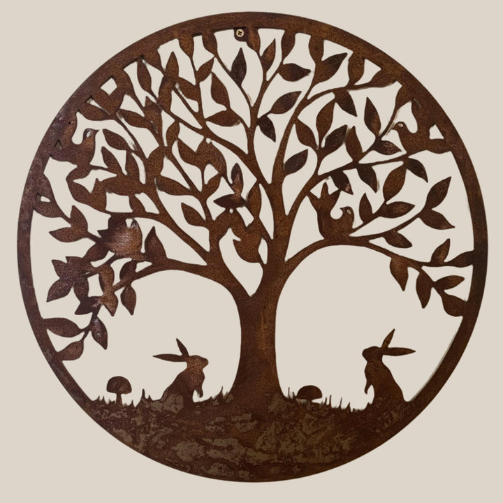 Large Woodland Scene Rusty Metal Wall Plaque