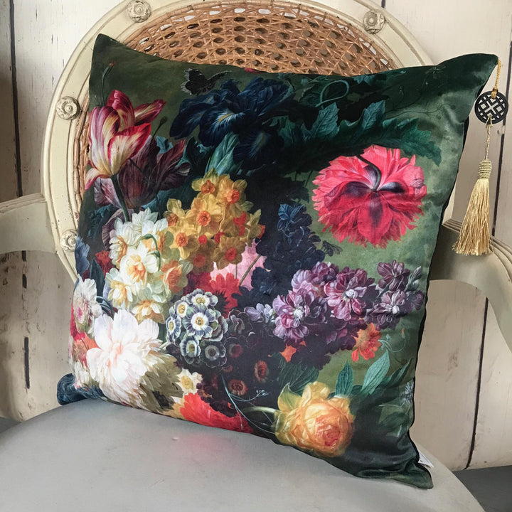 Vintage Style Floral Velvet Cushion Cover