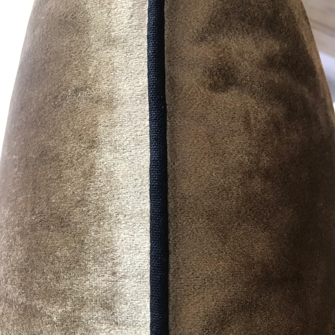 Old Gold Velvet Piped Cushion Cover