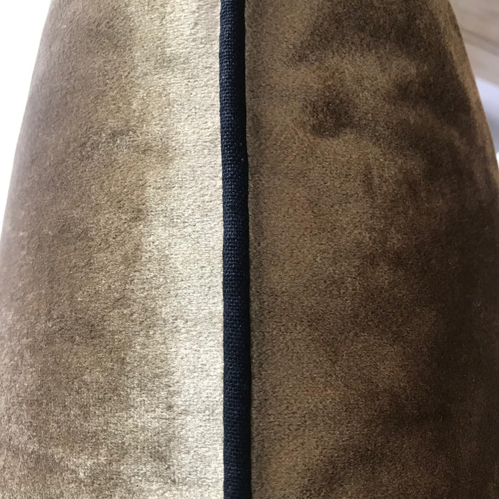 Old Gold Velvet Piped Cushion Cover
