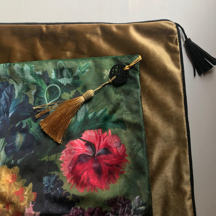 Old Gold Velvet Piped Cushion Cover