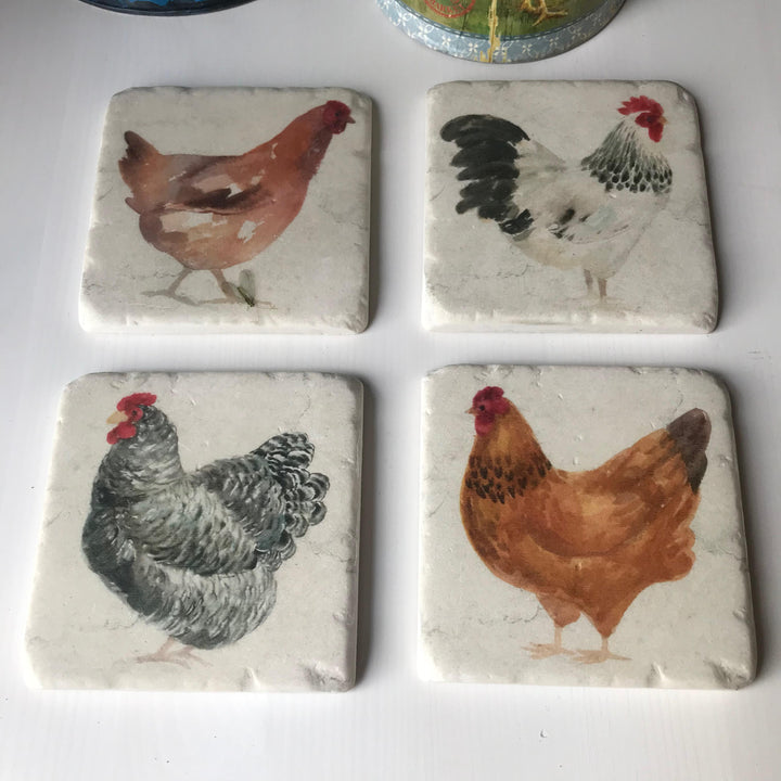 Country Hens Set of 4 Coasters