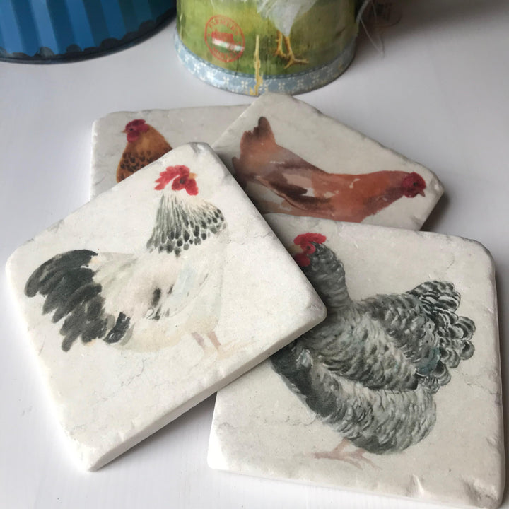 Country Hens Set of 4 Coasters