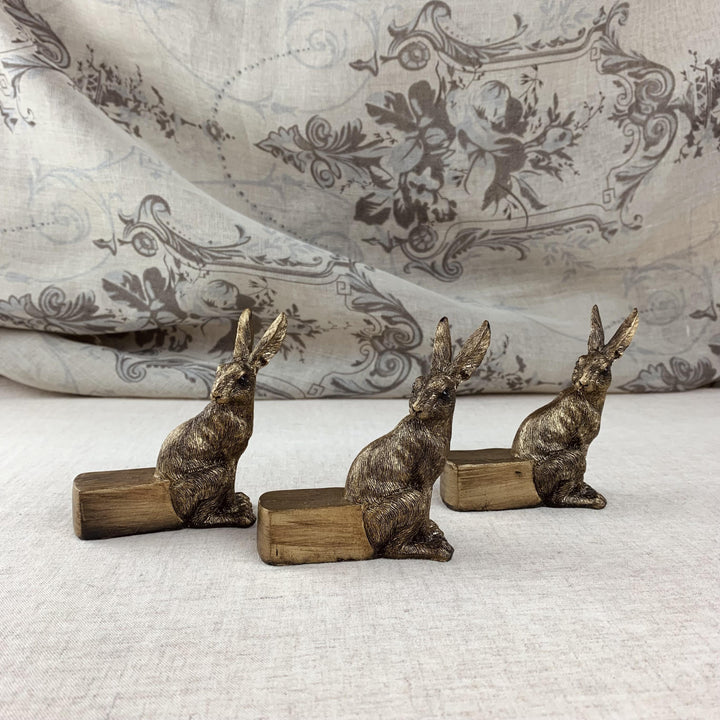 Set of 3 Golden Hares Plant Pot Feet