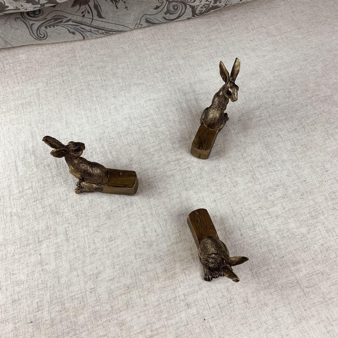 Set of 3 Golden Hares Plant Pot Feet