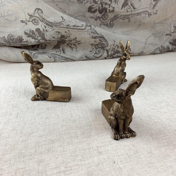 Set of 3 Golden Hares Plant Pot Feet