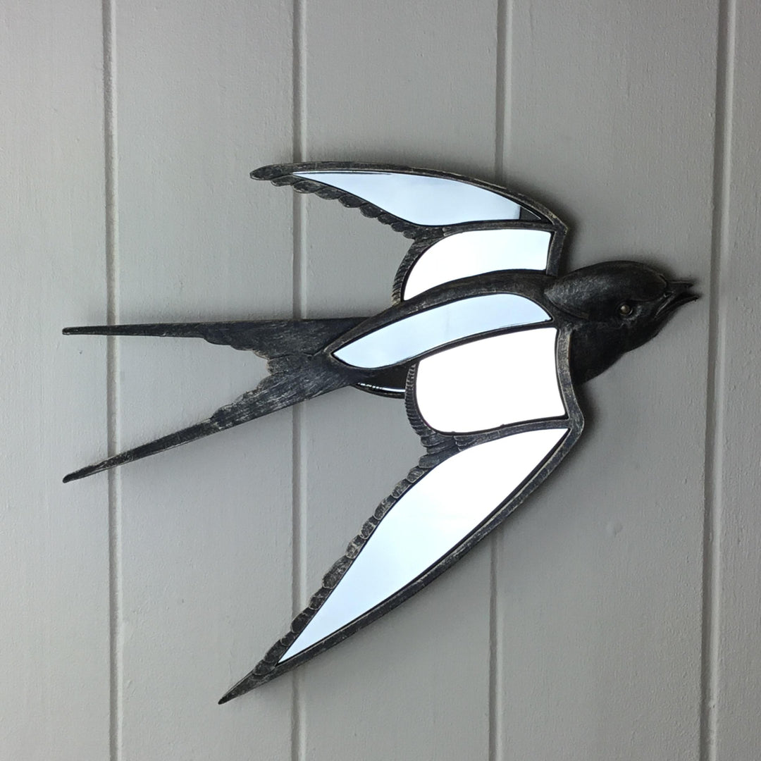 Antique Brass & Mirror Swallow Wall Decoration