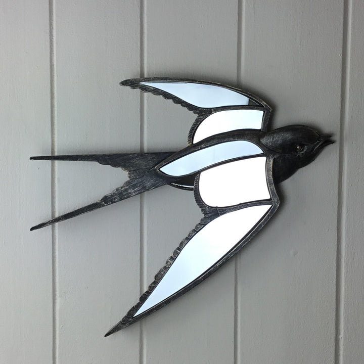Antique Brass & Mirror Swallow Wall Decoration