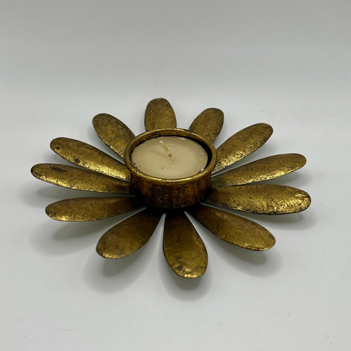 Gold Daisy T Light Candleholder