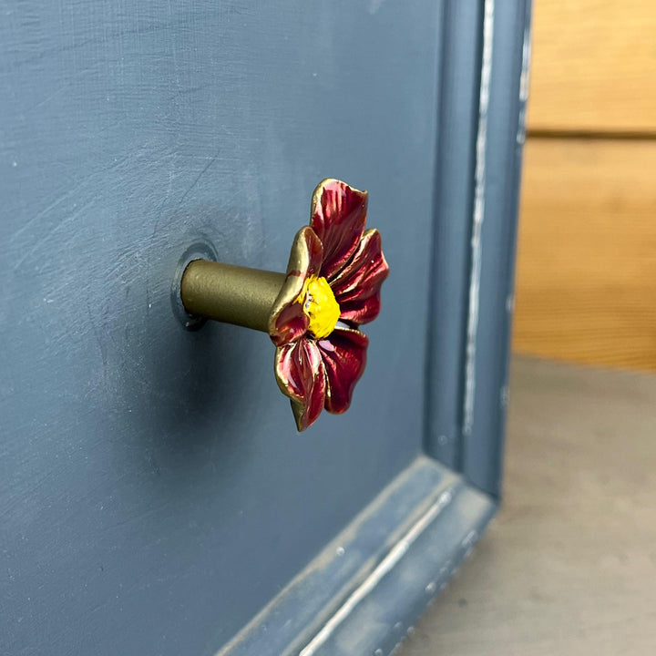 Red Poppy Flower Knob