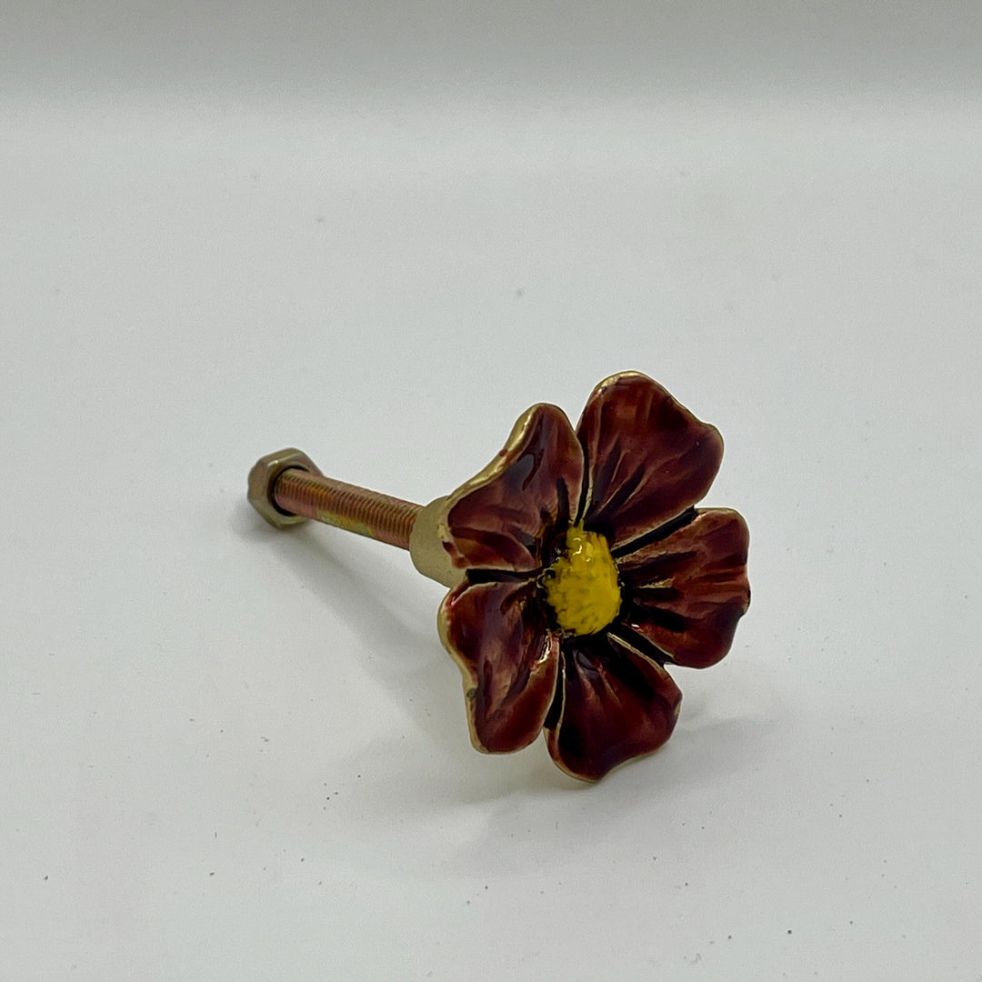 Red Poppy Flower Knob