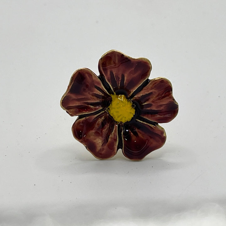Red Poppy Flower Knob