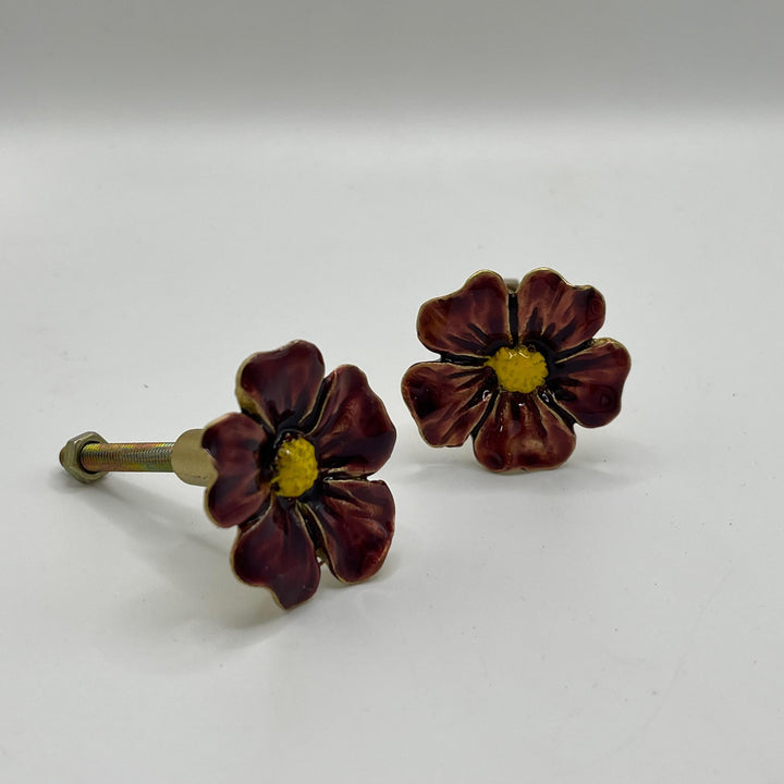 Red Poppy Flower Knob