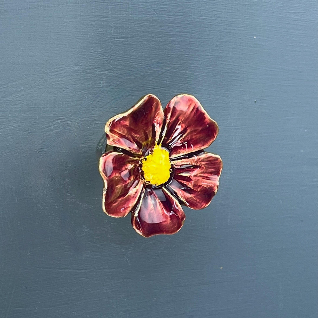 Red Poppy Flower Knob