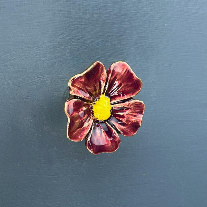 Red Poppy Flower Knob