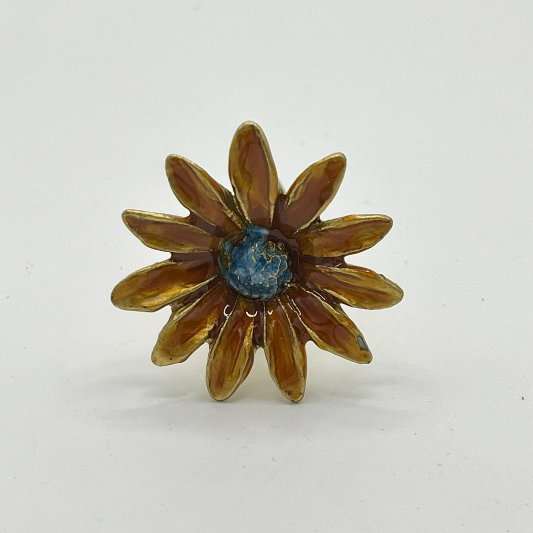 Orange Daisy Flower Knob