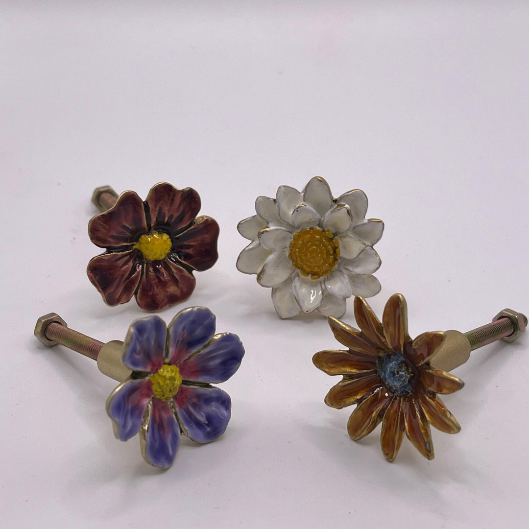 Orange Daisy Flower Knob